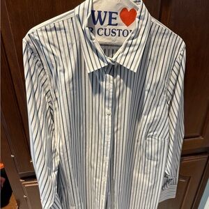 Lands End Ladies Plus 22w Striped White and Blue Shirt